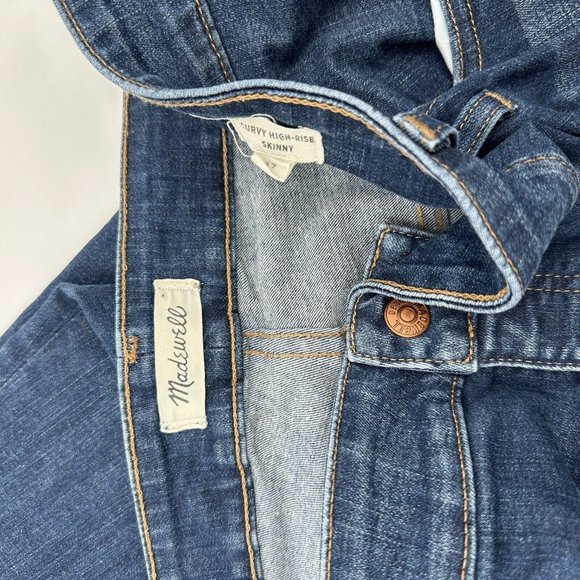 Madewell Women's Curvy High Rise Skinny Blue Denim Jeans‎ Pants Size 37 - Picture 10 of 10